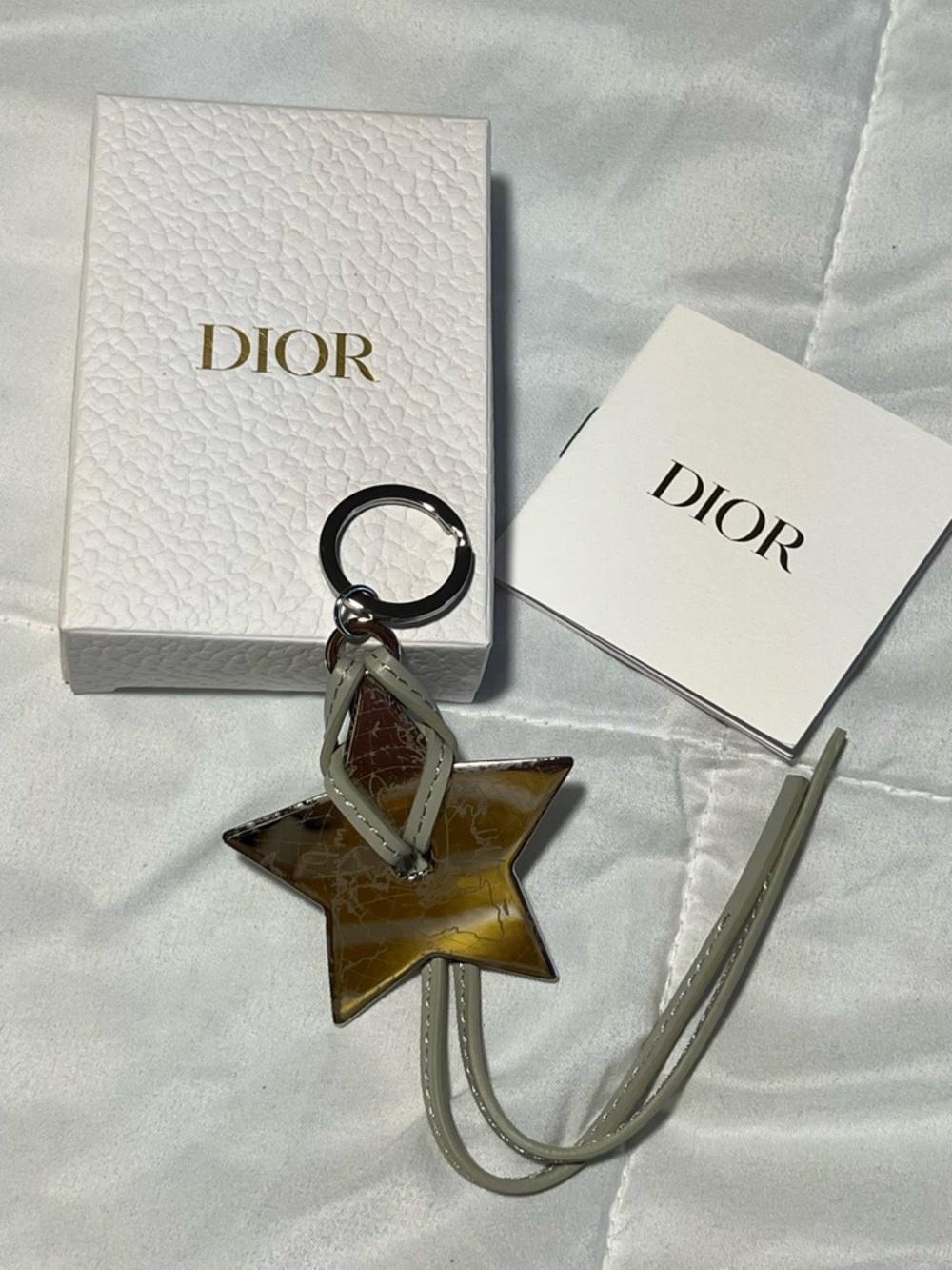 Dior Star Keychain/Bag Charm with Gray Strap